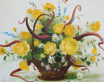 4" by 6" postcard print, "Flowers with Tentacles" Altered Thrift Store Art