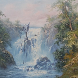 Impressão de cartão postal de 4" por 6", arte alterada de brechó "Bot in Paradise"
