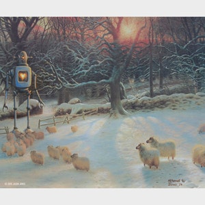 8" by 10" print, "Love Bot" Altered Thrift Store Art