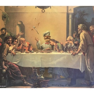 11&quot; by 14&quot; &quot;Messy Last Supper&quot; Altered Thrift Store Art Print