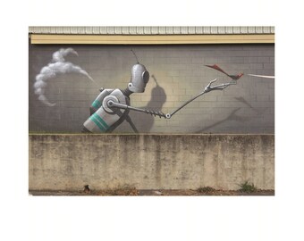 8" by 10" print of "Shop Local Robot" Mural in Fayetteville, Arkansas
