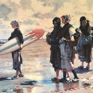 Ansichtkaartprint van 4 x 6 inch, gewijzigde tweedehands winkelkunst &#39;Surfer Girl&#39;