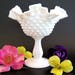 Vintage Fenton Hobnail Milk Glass Compote Vase Footed Candy Dish