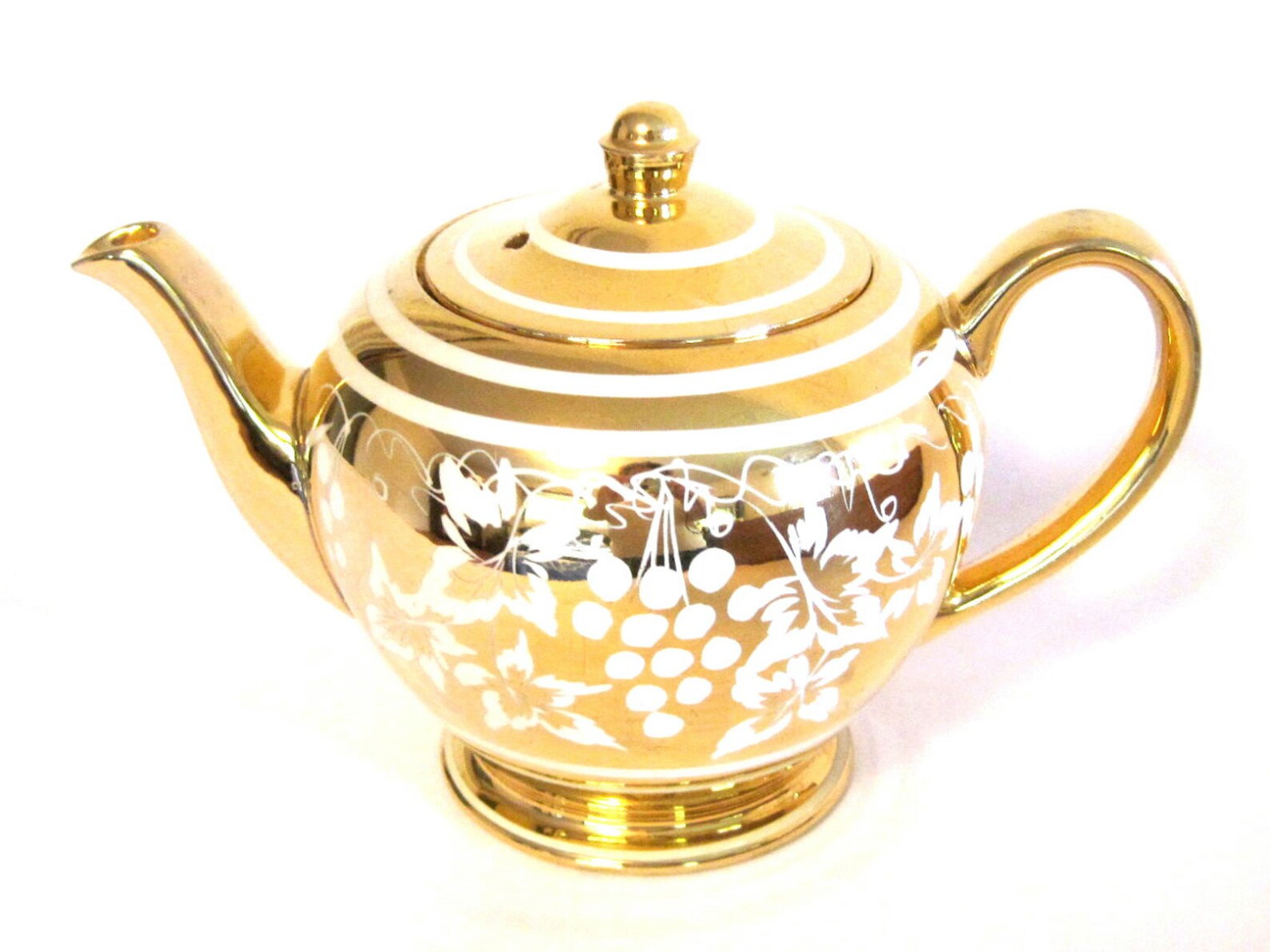 6 Sadler Teapot Gold Luster White Grapes Rare Vintage Etsy
