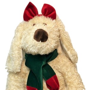 RARE Commonwealth Terrier Dog JUMBO Plush Cream White Puppy Bow Bells Scarf