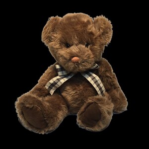 Applause Russ Brown Plush Teddy Bear Bow Stuffed Animal Sits 10&quot; Soft Furry Toy