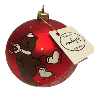 Andrzej adorno de vidrio hecho a mano en Polonia Gran bola de Navidad oso de peluche