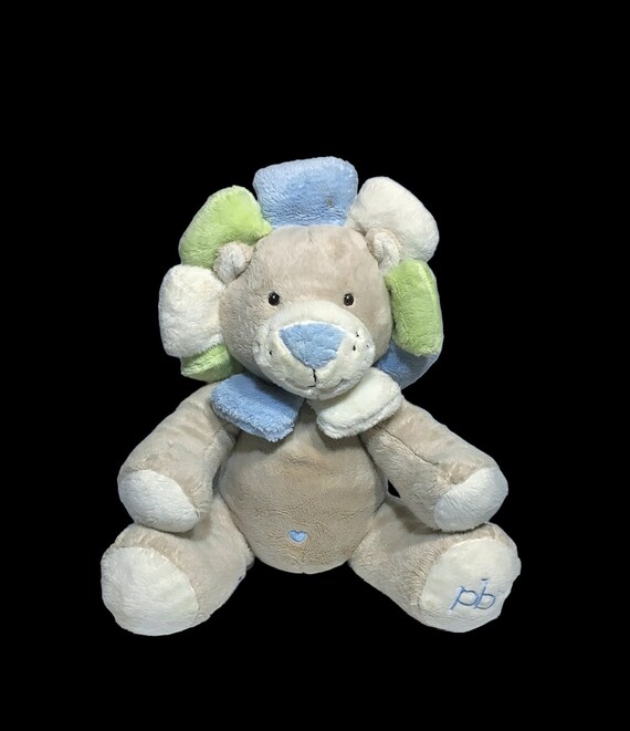 Piccolo Bambino PB Lion Plush Pottery Barn Pastel Green Blue Etsy
