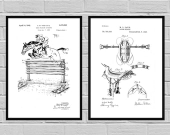 Equestrian Inventions 5 Pack SET Equestrian Patent Equestrian Art Wall Art Horse Saddle Patent Horse Jump Patent Equestrian art sp418