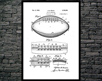 Football Patent Prints Set of 3 Football Decor Football | Etsy