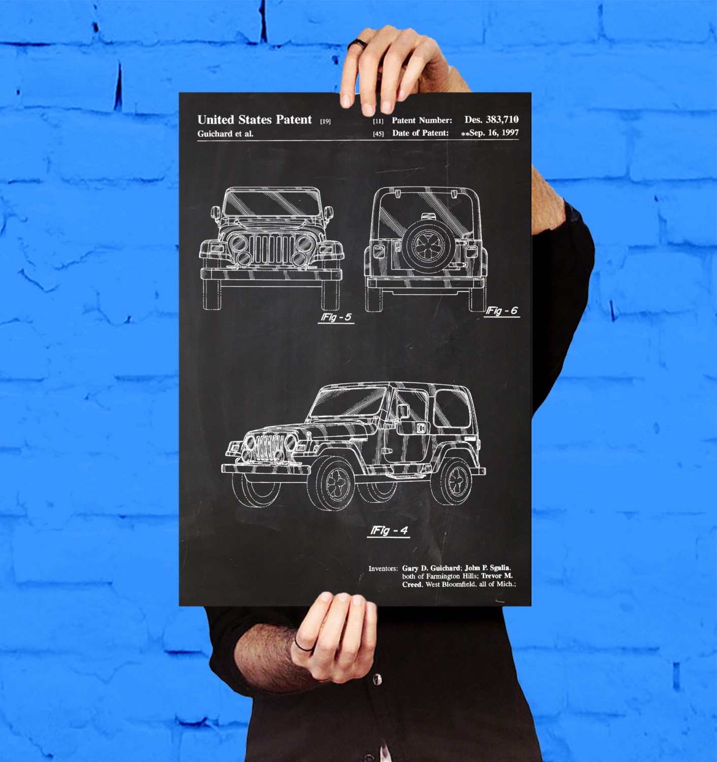 Poster Home Decor DIN A4 Print SUV Gift for Men Jeep Car Vintage Crysler Vehicle Patent Print Adventure