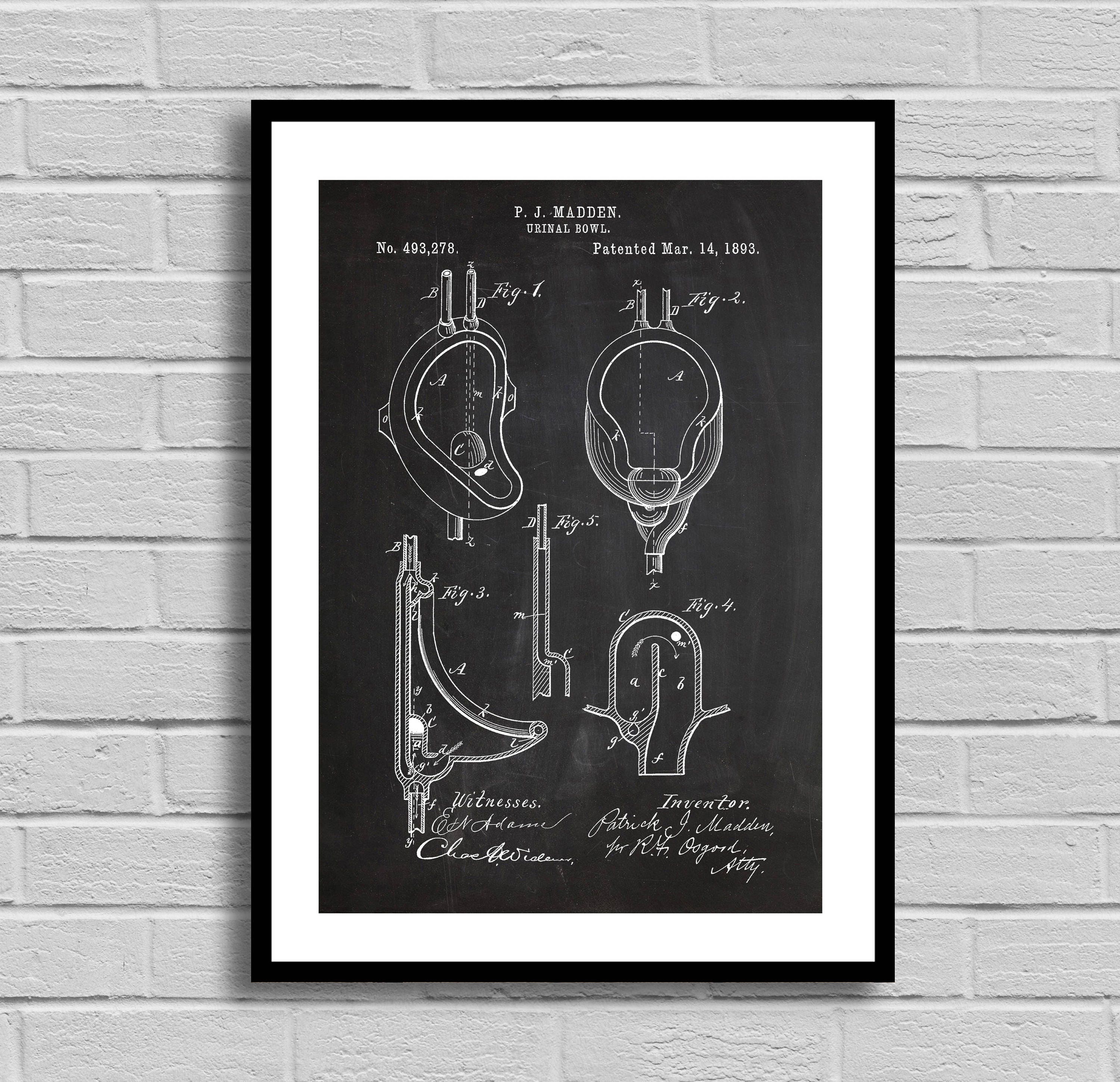 Urinal Patent Urinal Patent Poster Urinal Blueprint Urinal Etsy