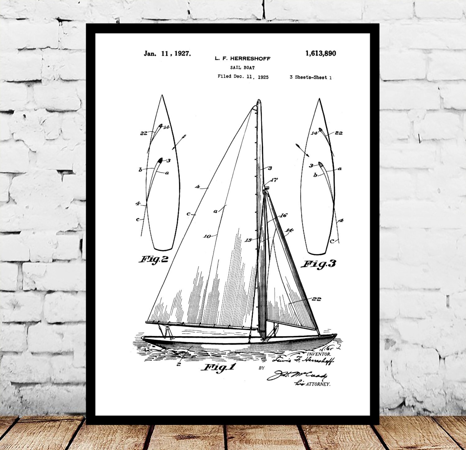 sailboat print sailboat poster sailboat patent sailboat decor