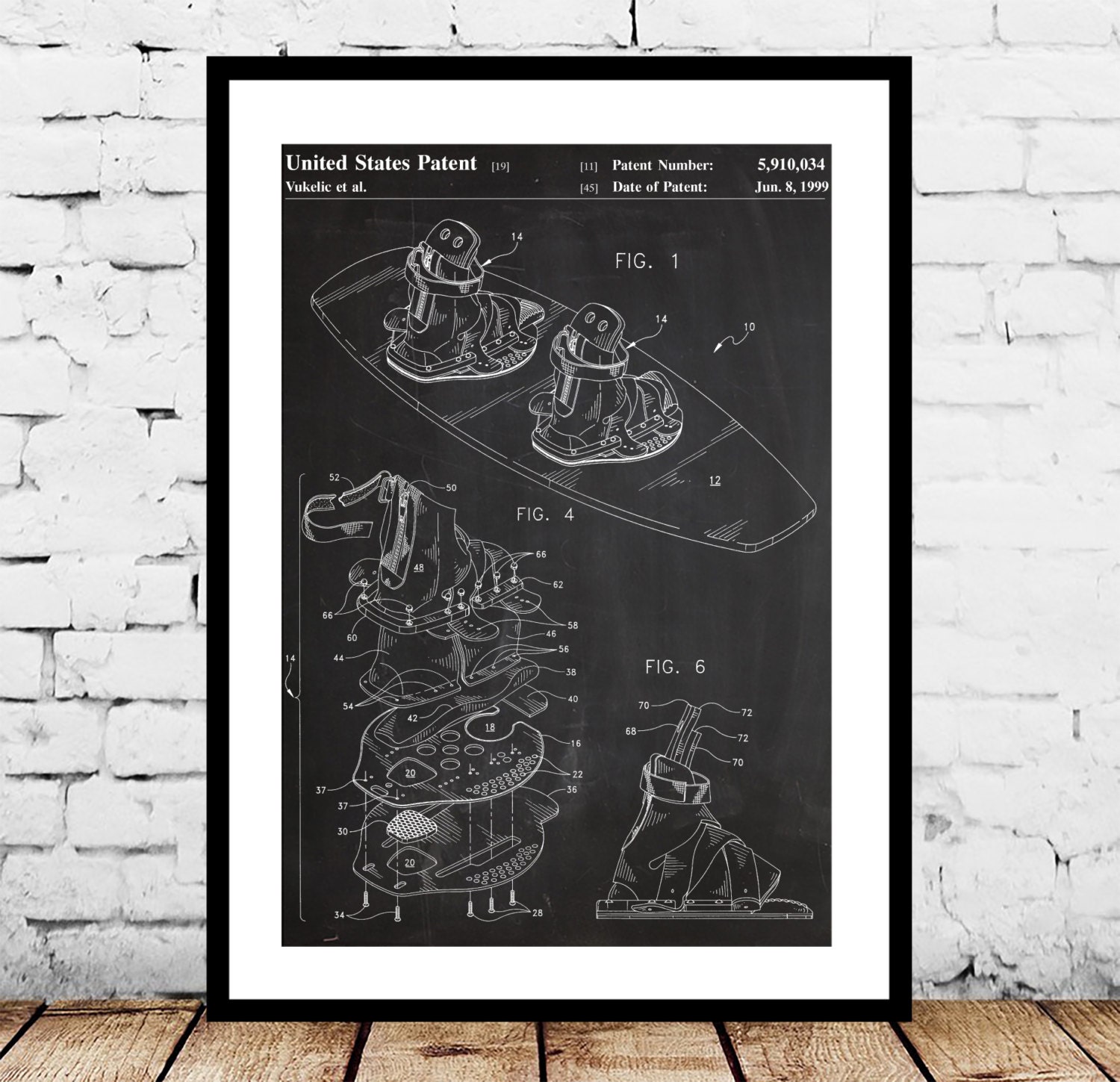 Wakeboard Poster Wakeboard Patent Wakeboard Print Wakeboard Setup Art Wakeboard Decor Wakeboard Wall Art Wakeboard Blueprint P898