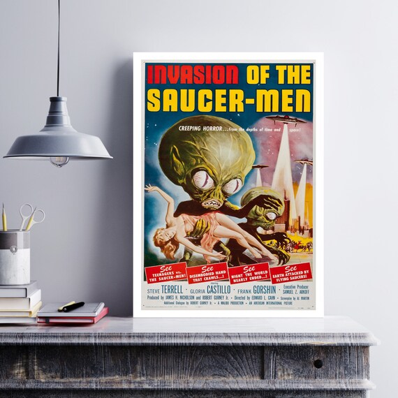INVASION of the SAUCER MEN Movie Poster B-Movie Poster Retro Cult Movie Post