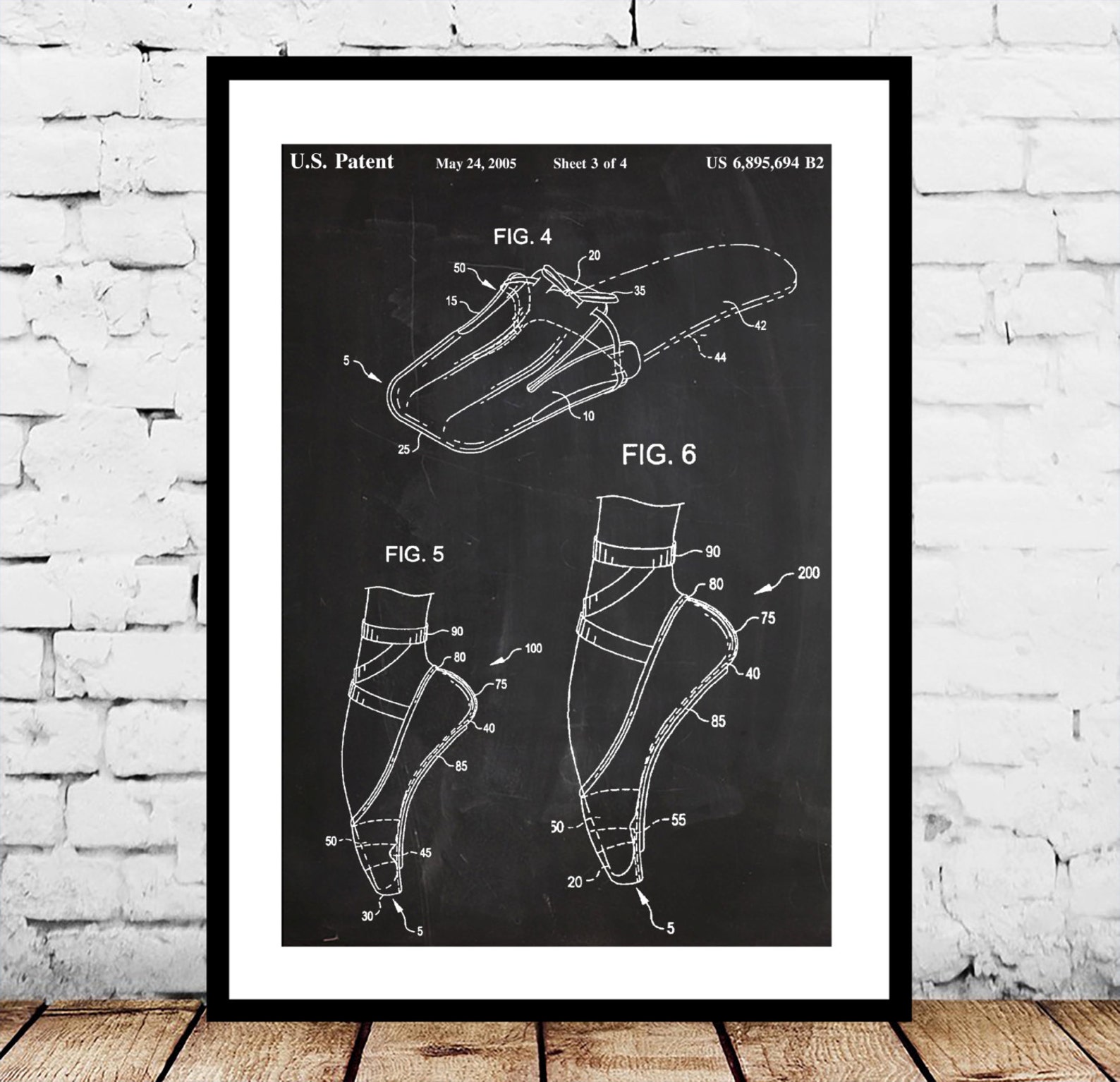 ballet shoe patent, ballet shoe poster, ballet shoe print, ballet shoe art, ballet shoe decor, ballet shoe blueprint p036