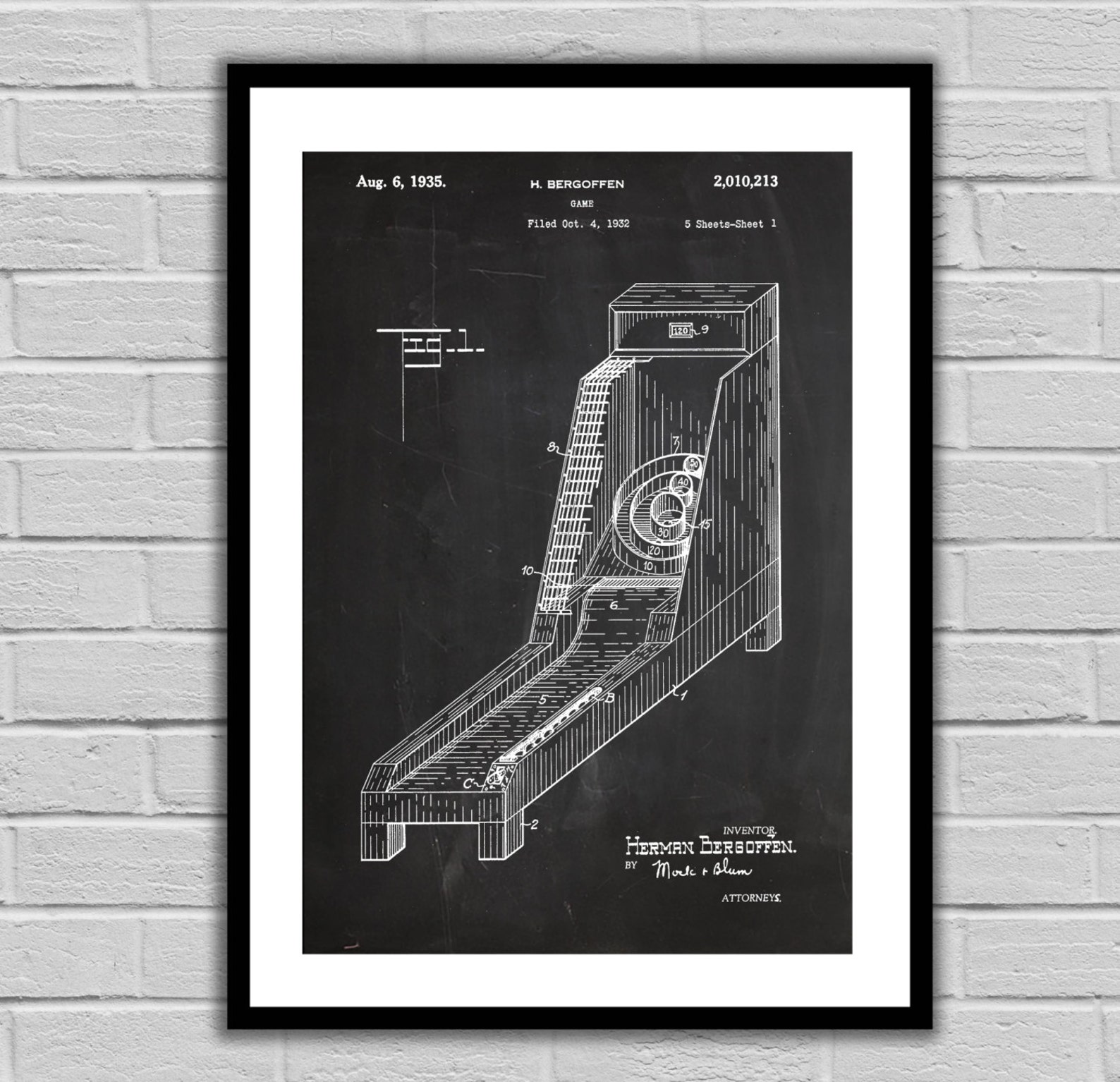 Skee Ball Patent Skee Ball Arcade Game Poster Skee Ball Etsy