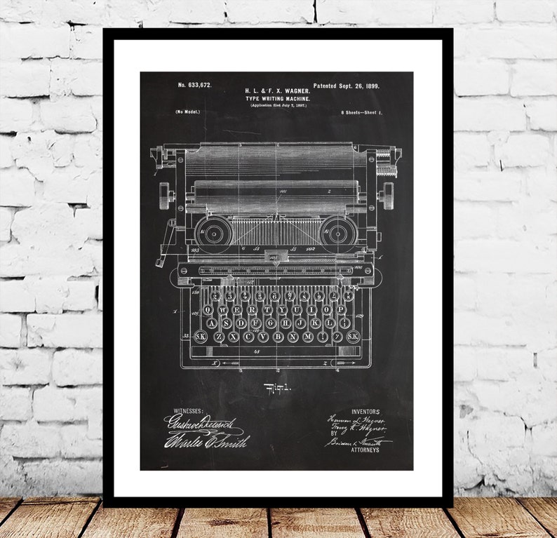 Typewriting Machine Patent Typewriting Machine Poster Typewriter Blueprint Typewriter Print Typewriter Art Typewriter Decor p308