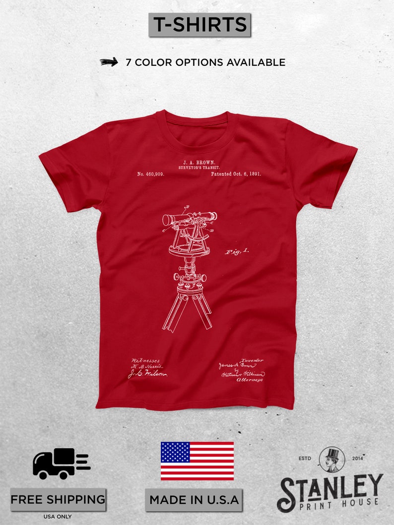 Surveyor S Transit Patent T Shirt Surveyor S Transit Etsy - image 0