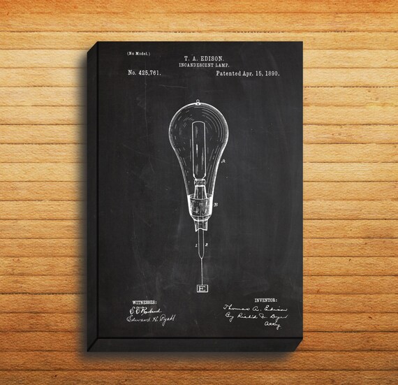 CANVAS Light Bulb Art Light Bulb Print Light Bulb Patent Etsy
