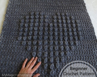 Beginner Crochet Pattern — Big Heart Blanket Crochet Pattern — Super Bulky / Chunky Chenille Blanket Crochet Pattern  — Heart Afghan Pattern