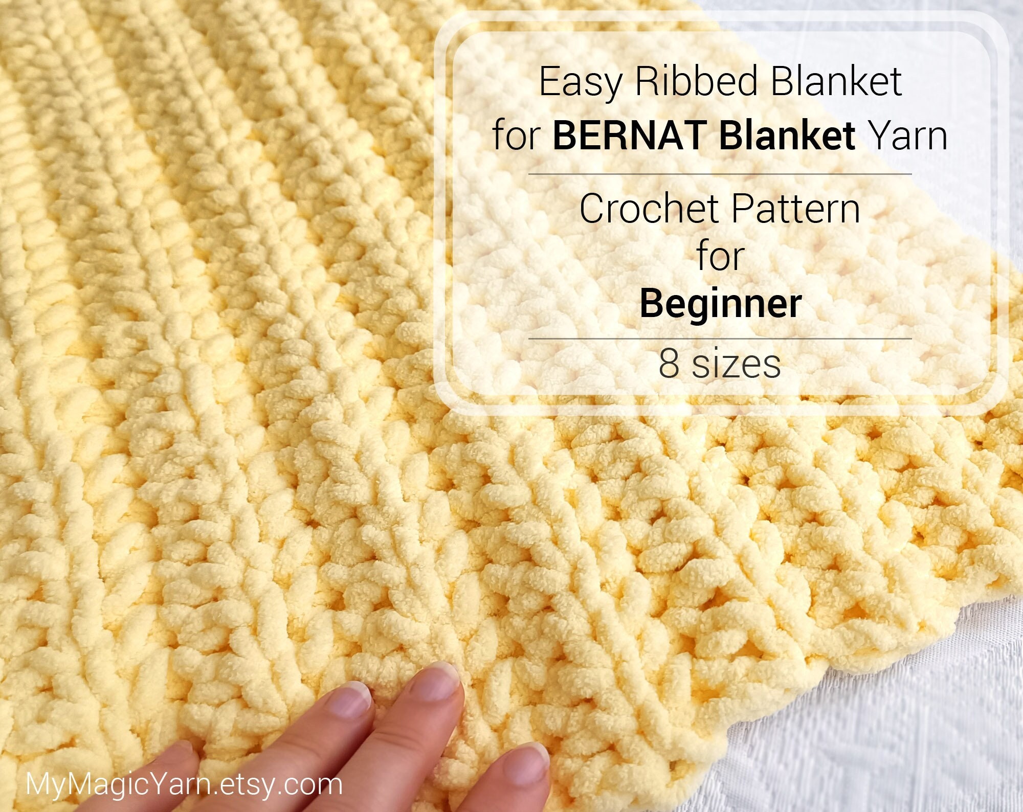 Crochet Pattern, BERNAT Blanket Yarn, BERNAT Baby Blanket Pattern, Beginner  Crochet Pattern Baby Blanket Crochet Pattern Easy Ribbed Blanket 