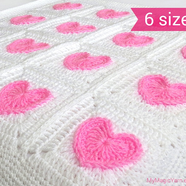 Crochet Pattern — Heart Granny Square Crochet Pattern — Heart Baby Blanket Crochet Pattern — Heart Crochet Pattern — Afghan Crochet Pattern