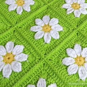 Crochet Pattern, Crochet Daisy Blanket Pattern, Daisy Granny Square, Baby Blanket Crochet Pattern, Daisy Afghan Blanket, Floral Blanket image 2