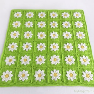 Crochet Pattern, Crochet Daisy Blanket Pattern, Daisy Granny Square, Baby Blanket Crochet Pattern, Daisy Afghan Blanket, Floral Blanket
