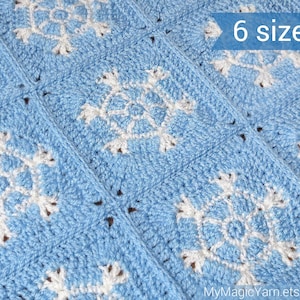 Crochet Pattern, Christmas Crochet Blanket Pattern, Snowflakes Blanket, Christmas Granny Square Pattern, Snowflake Crochet Pattern