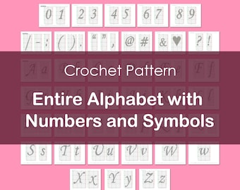 Crochet Pattern for Alphabet, Symbols and Numbers, Crochet Monogram Pattern, Crochet Initials Pattern, Entire Alphabet Crochet Pattern, PDF