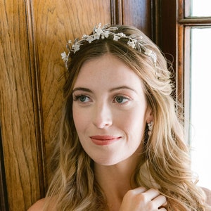 SPENCER | silver leaf myrtle wedding tiara, bridal hair piece with flowers, wedding accessories, bridal headpiece, floral tiara, hair flower