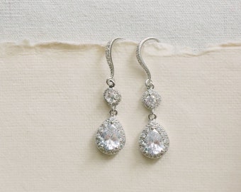 CHANTAL Bridal Cubic Zirconia Teardrop Earrings,bridal Pear