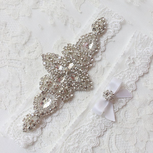 Giarrettiera da sposa in pizzo bianco più venduta singola/set con lancio e cristalli, perfetto accessorio da sposa lingerie per abito avorio, regalo da damigella d'onore