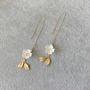 CLEOPHINA | wedding earrings for bride, floral bridal earrings, thread earrings,long drop bridal earrings, wedding accessories jewellery