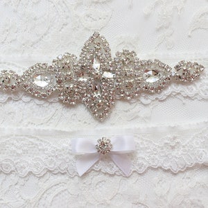 Best seller white lace wedding garter single/set with toss and crystals, perfect lingerie bridal accessory for ivory gown, bridesmaid gift