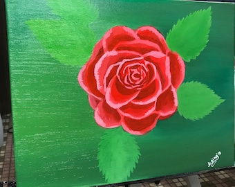 絵画 Red Rose RED ROSE Painting | Original | 11x14