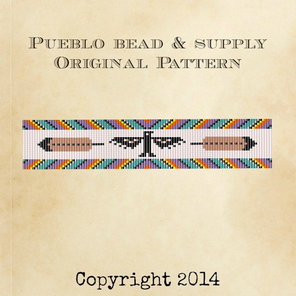Thunderbird Rainbow Seed Bead Pattern Loom Cuff Bracelet PDF File Beaded Beadweaving Weaving Native American Tribal Immediate Download