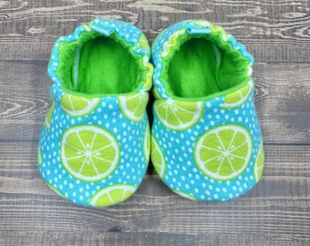 Lime Baby Shoes, Soft Sole Citrus Baby Booties, Handmade Fruit Baby Shoes, Summer Baby Gift, Newborn Crib Shoes, Baby Shower Gift