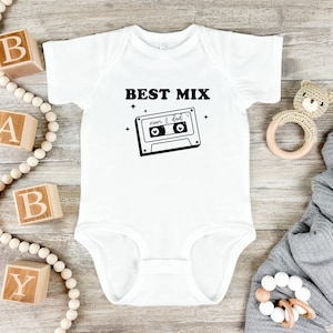 Best Mix Mom And Dad Onesie®, Retro Cassette Baby Bodysuit, Funny Baby Shower Gift, Retro Mix Tape, Newborn Outfit, Cute Newborn Onesie®