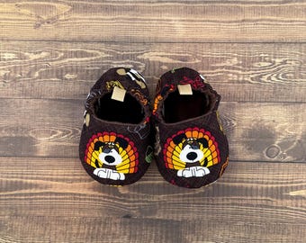 Thanksgiving Baby Shoes, Turkey Baby Booties, Trendy Baby Shoes, Baby Gift, Fabric Shoes, Infant Slippers, Toddler Shoes