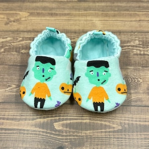 Frankenstein Baby Shoes, Halloween Baby Booties, Trendy Baby Shoes, Baby Gift, Fabric Shoes, Infant Slippers, Toddler Shoes
