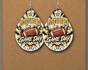 Pittsburgh Football Teardrop Earring Design | Game Day Sublimation (Digital Download)