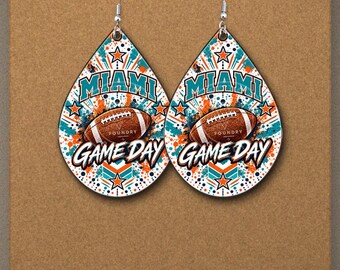 Miami Football Teardrop Earring Design | Game Day Sublimation (Digital Download)