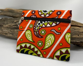 COIN PURSE.  Orange.  Upendo (Love in Swahili) Pouch.  Made in Kenya.  Approximately 7 inches x 5-1/4 inches.