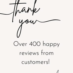 May include: Thank you. Over 400 happy reviews from customers! Annie.