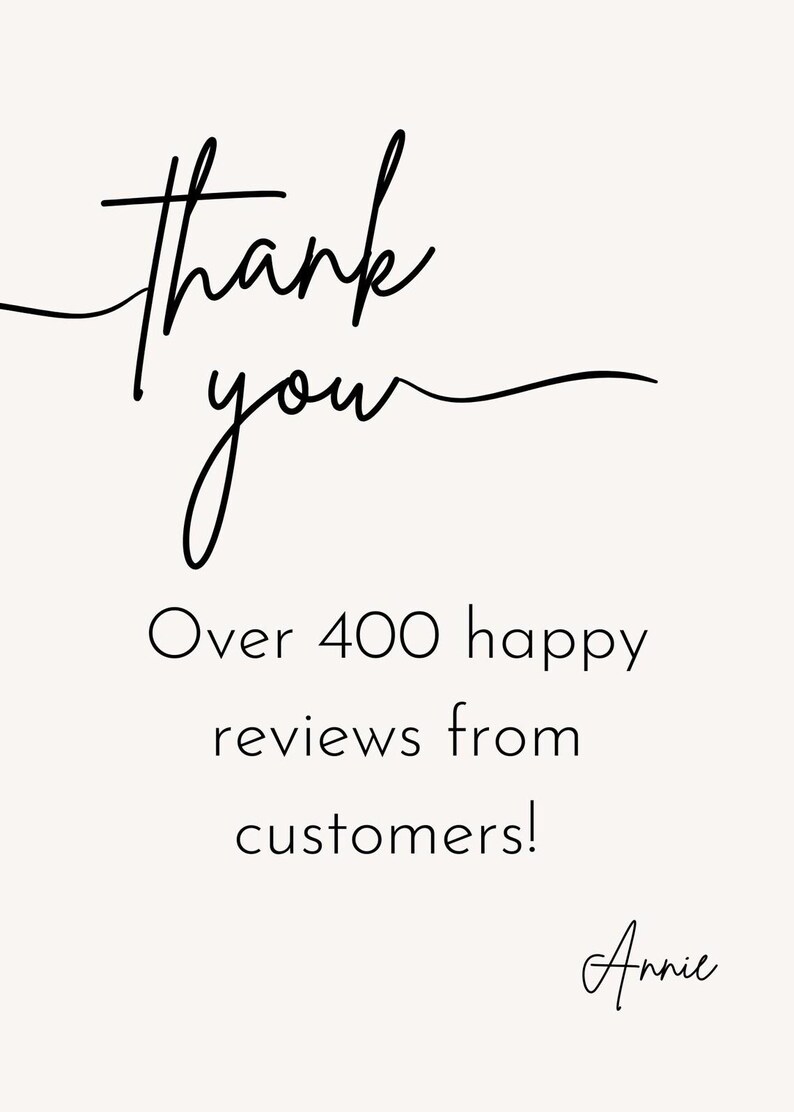 May include: Thank you. Over 400 happy reviews from customers! Annie.