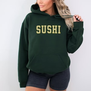 sushi hoodie, sushi sweater, sushi sweatshirt, sushi lover, sushi jumper, japanese food, foodie gift, varsity food