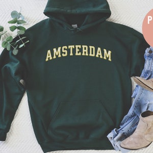 Amsterdam hoodie, amsterdam gifts, amsterdam sweatshirt, gifts, sweater, Netherlands, holland trip, varsity. collegiate