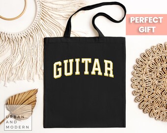 guitar tote bag, guitar tote bag, guitar bag, guitar gift, guitarist tote, musician tote, band teacher, music lover, guitar player,